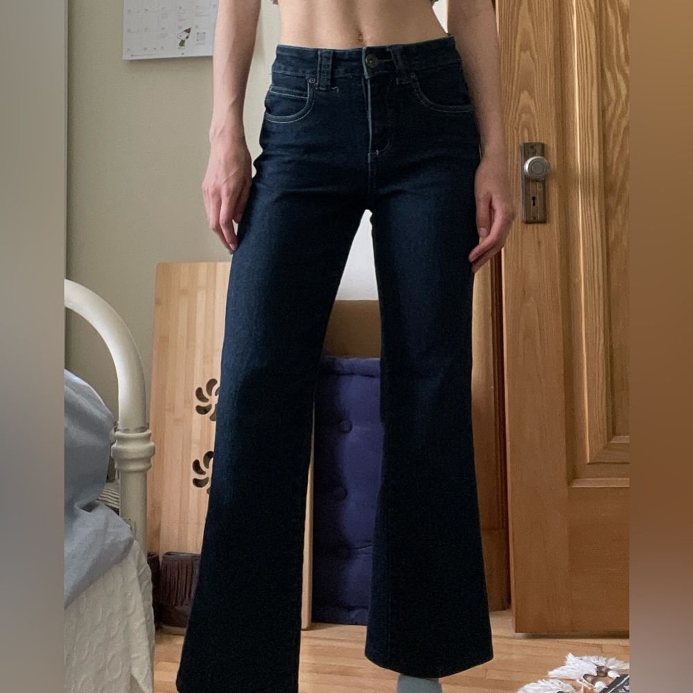 Vintage High Rise Flared Dark Wash Jeans - Picture 7 of 7